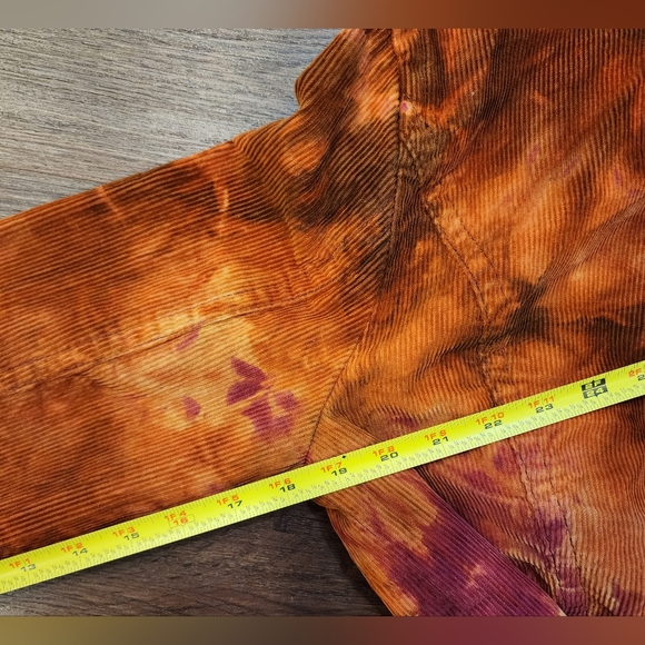 Rough And Tumble Vintage Womens Tye Dye Orange Jacket Button Up Corduroy - Picture 9 of 10